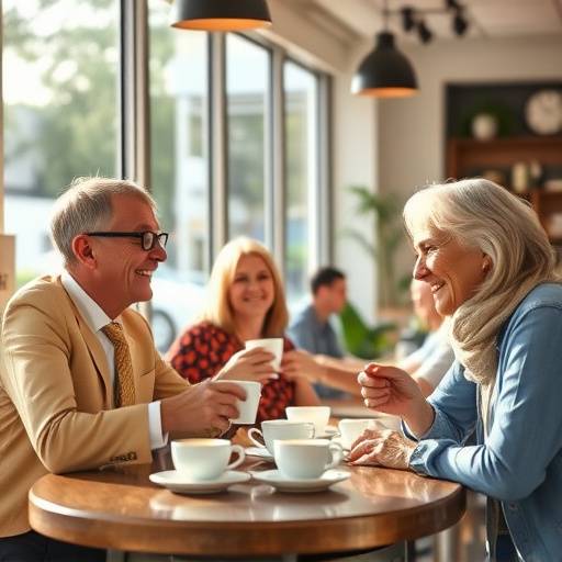 Clientes felices disfrutando del café