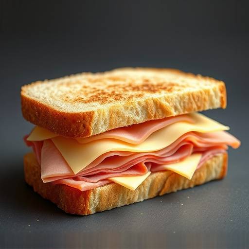Sándwich de jamón y queso con pan crujiente
