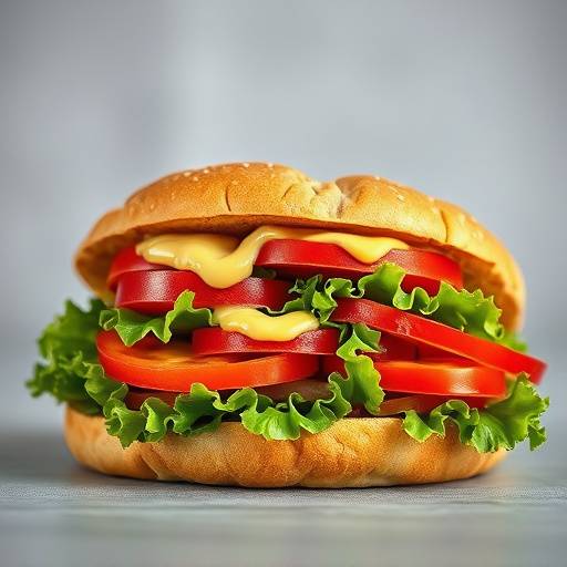 Sándwich vegetal con verduras frescas y mayonesa ligera